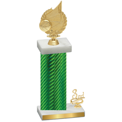 Accented Single Green Carbon Fiber Third Place Volleyball Trophy