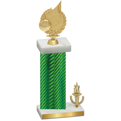 Accented Single Green Carbon Fiber Victory Volleyball Trophy