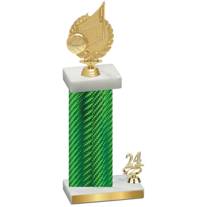 Accented Single Green Carbon Fiber Year Volleyball Trophy