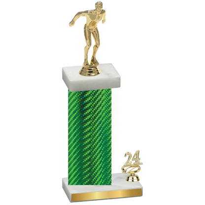 Accented Single Green Carbon Fiber Year Swimming Trophy