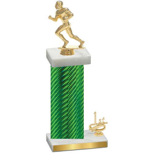 Accented Single Green Carbon Fiber First Place Football Trophy