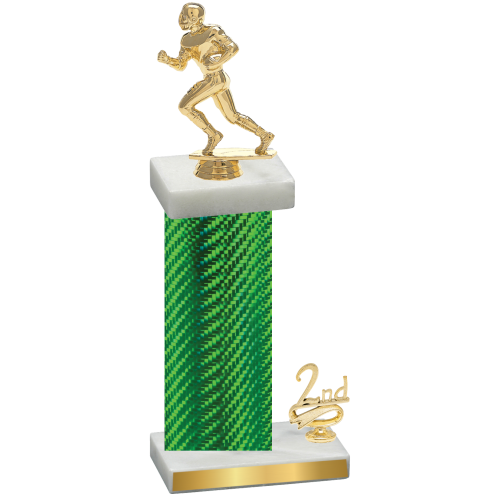 Accented Single Green Carbon Fiber Second Place Football Trophy