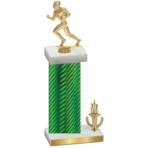 Accented Single Green Carbon Fiber Victory Football Trophy