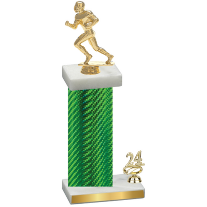 Accented Single Green Carbon Fiber Year Football Trophy