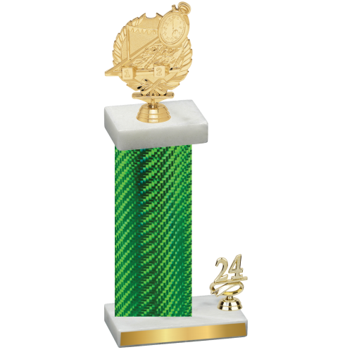 Accented Single Green Carbon Fiber Year Swimming Trophy