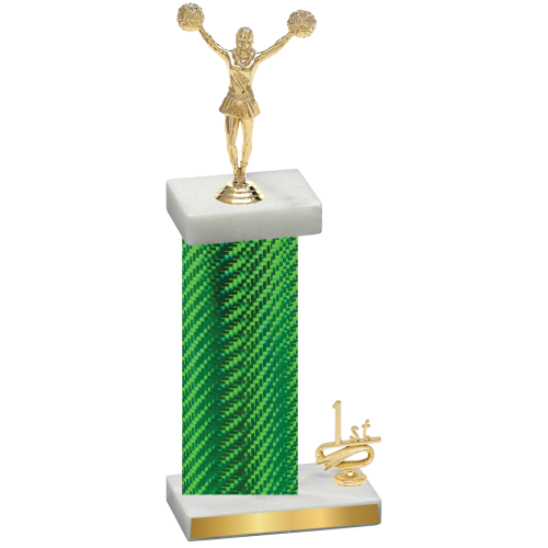 Accented Single Green Carbon Fiber First Place Cheerleading Trophy