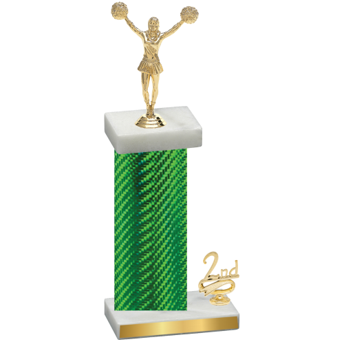 Accented Single Green Carbon Fiber Second Place Cheerleading Trophy