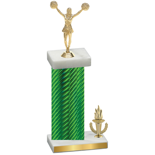 Accented Single Green Carbon Fiber Victory Cheerleading Trophy