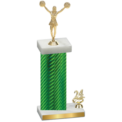 Accented Single Green Carbon Fiber Year Cheerleading Trophy