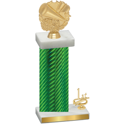 Accented Single Green Carbon Fiber First Place Cheerleading Trophy