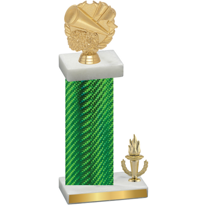 Accented Single Green Carbon Fiber Victory Cheerleading Trophy