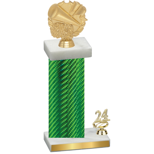 Accented Single Green Carbon Fiber Year Cheerleading Trophy