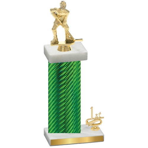 Accented Single Green Carbon Fiber First Place Hockey Trophy