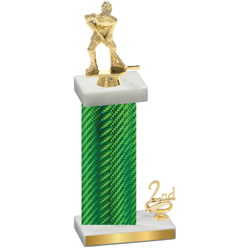 Accented Single Green Carbon Fiber Second Place Hockey Trophy