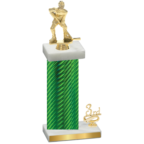 Accented Single Green Carbon Fiber Third Place Hockey Trophy