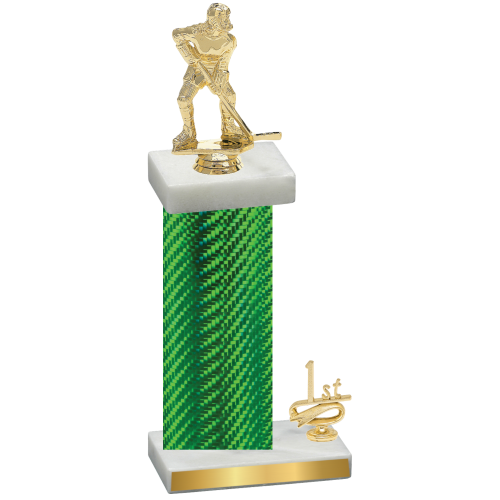 Accented Single Green Carbon Fiber First Place Hockey Trophy