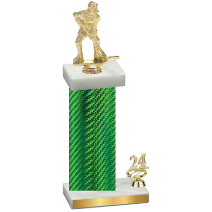 Accented Single Green Carbon Fiber Year Hockey Trophy