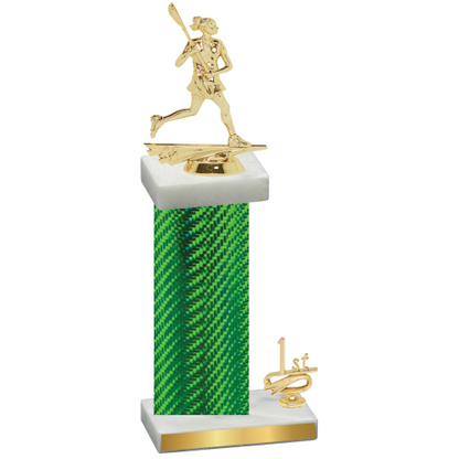 Accented Single Green Carbon Fiber First Place Lacrosse Trophy