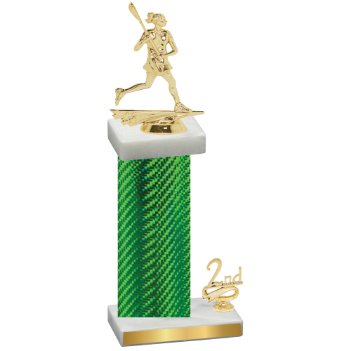 Accented Single Green Carbon Fiber Second Place Lacrosse Trophy