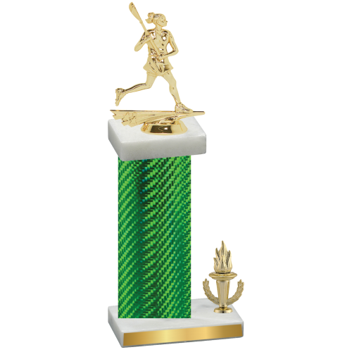 Accented Single Green Carbon Fiber Victory Lacrosse Trophy