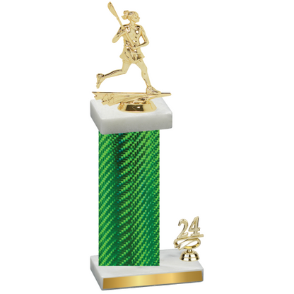 Accented Single Green Carbon Fiber Year Lacrosse Trophy