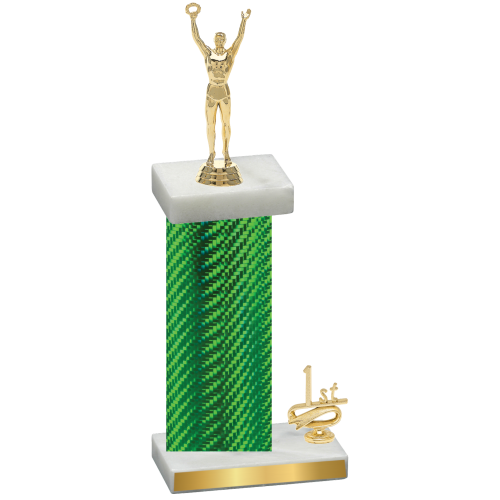 Accented Single Green Carbon Fiber First Place Victory Trophy