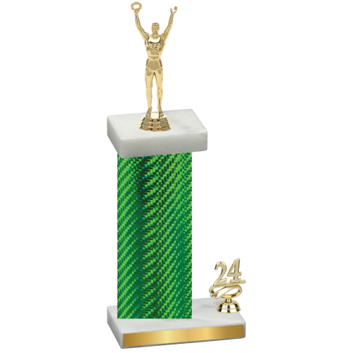 Accented Single Green Carbon Fiber Year Victory Trophy