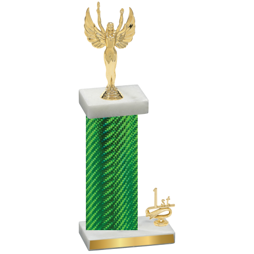 Accented Single Green Carbon Fiber First Place Victory Trophy