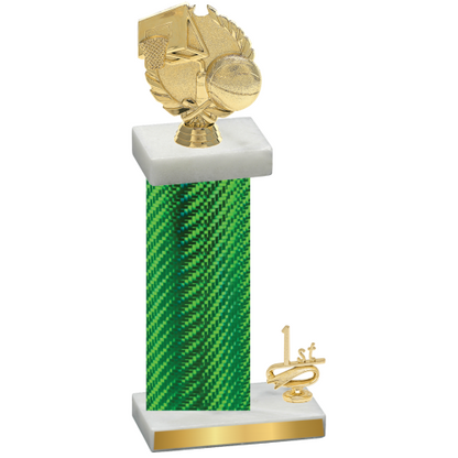 Accented Single Green Carbon Fiber First Place Basketball Trophy