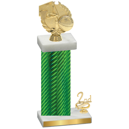 Accented Single Green Carbon Fiber Second Place Basketball Trophy