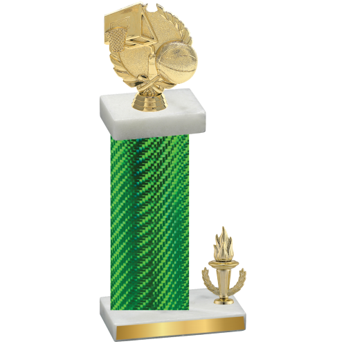 Accented Single Green Carbon Fiber Victory Basketball Trophy