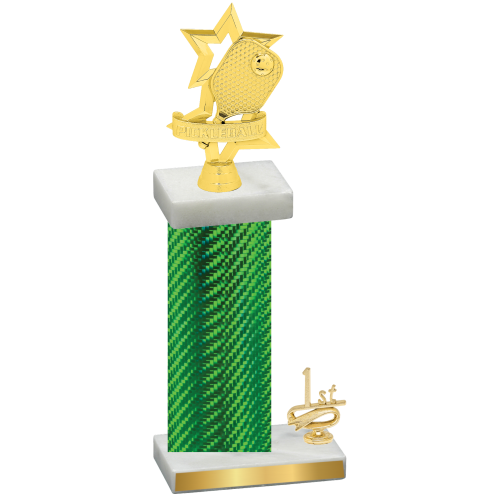 Accented Single Green Carbon Fiber First Place Pickleball Trophy