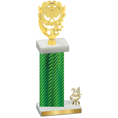 Accented Single Green Carbon Fiber Year Pickleball Trophy