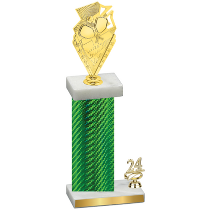 Accented Single Green Carbon Fiber Year Pickleball Trophy