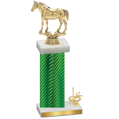 Accented Single Green Carbon Fiber First Place Horses Trophy