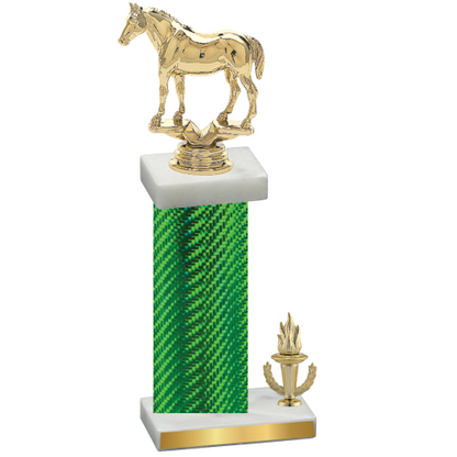 Accented Single Green Carbon Fiber Victory Horses Trophy