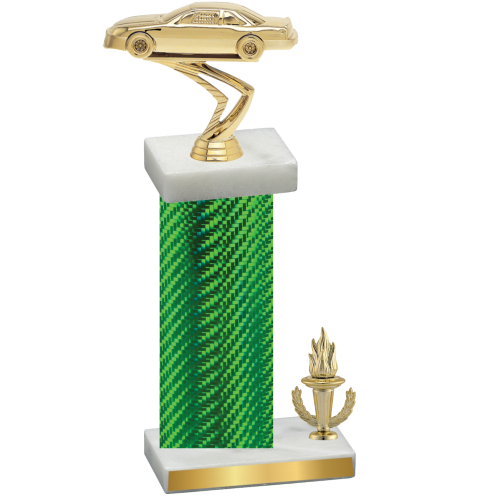 Accented Single Green Carbon Fiber Victory Cars Trophy