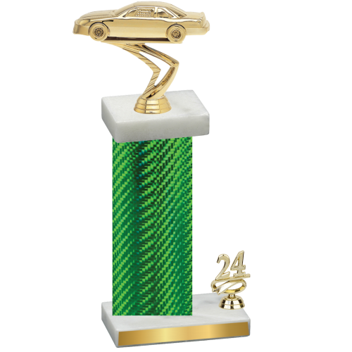 Accented Single Green Carbon Fiber Year Cars Trophy