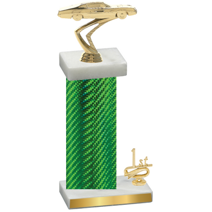 Accented Single Green Carbon Fiber First Place Cars Trophy