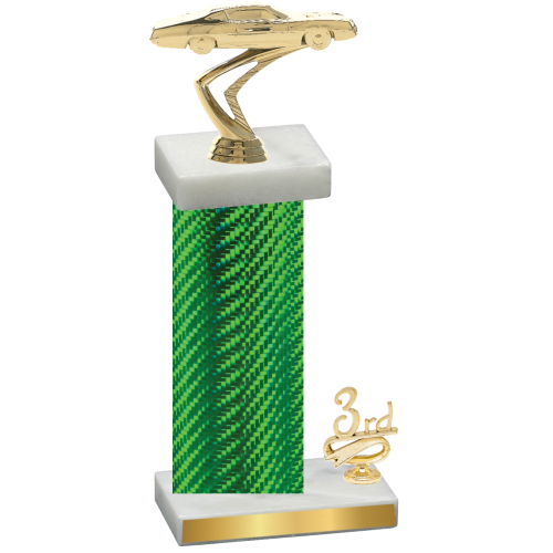 Accented Single Green Carbon Fiber Third Place Cars Trophy