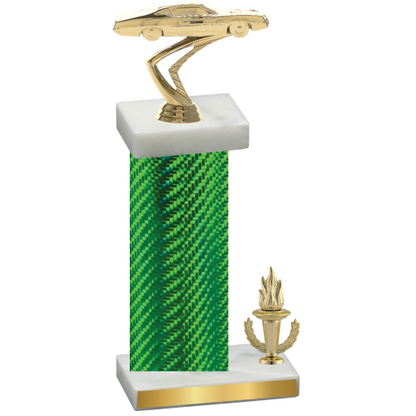 Accented Single Green Carbon Fiber Victory Cars Trophy