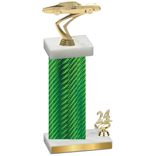 Accented Single Green Carbon Fiber Year Cars Trophy