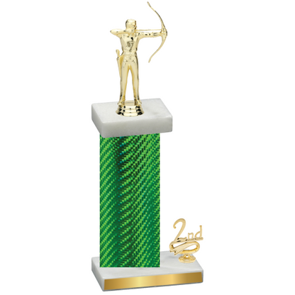 Accented Single Green Carbon Fiber Second Place Archery Trophy