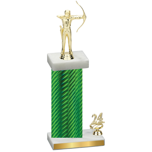 Accented Single Green Carbon Fiber Year Archery Trophy