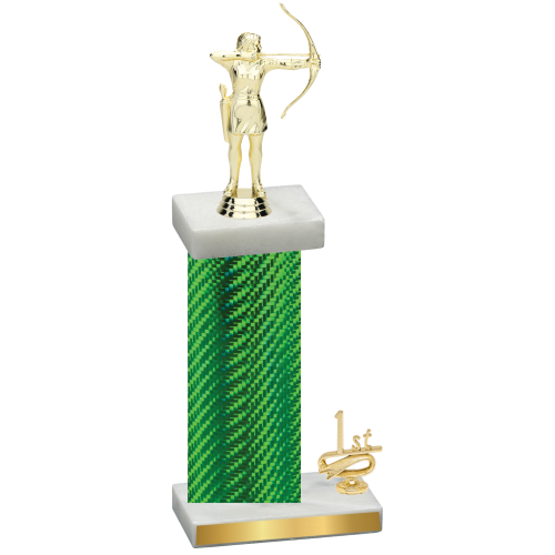 Accented Single Green Carbon Fiber First Place Archery Trophy