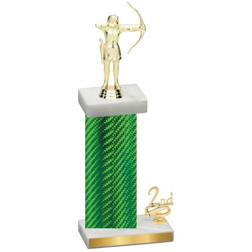 Accented Single Green Carbon Fiber Second Place Archery Trophy