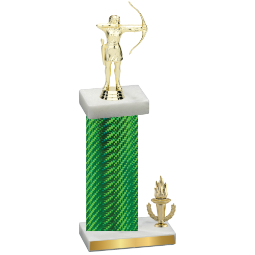 Accented Single Green Carbon Fiber Victory Archery Trophy