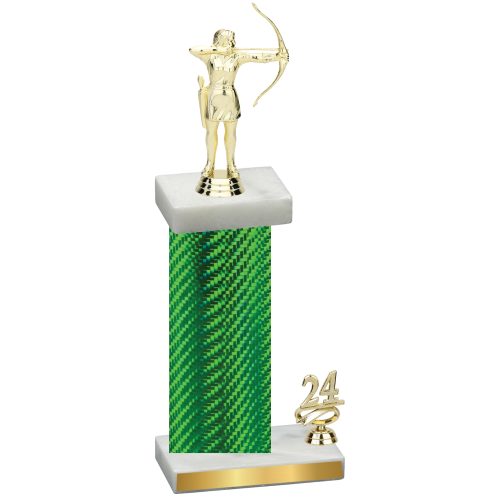 Accented Single Green Carbon Fiber Year Archery Trophy