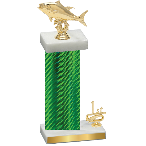 Accented Single Green Carbon Fiber First Place Fishing Trophy