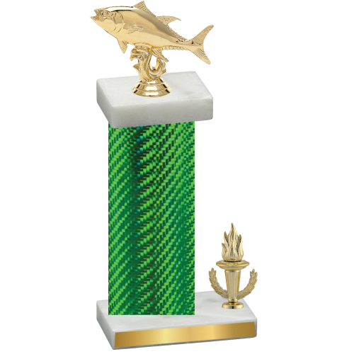 Accented Single Green Carbon Fiber Victory Fishing Trophy